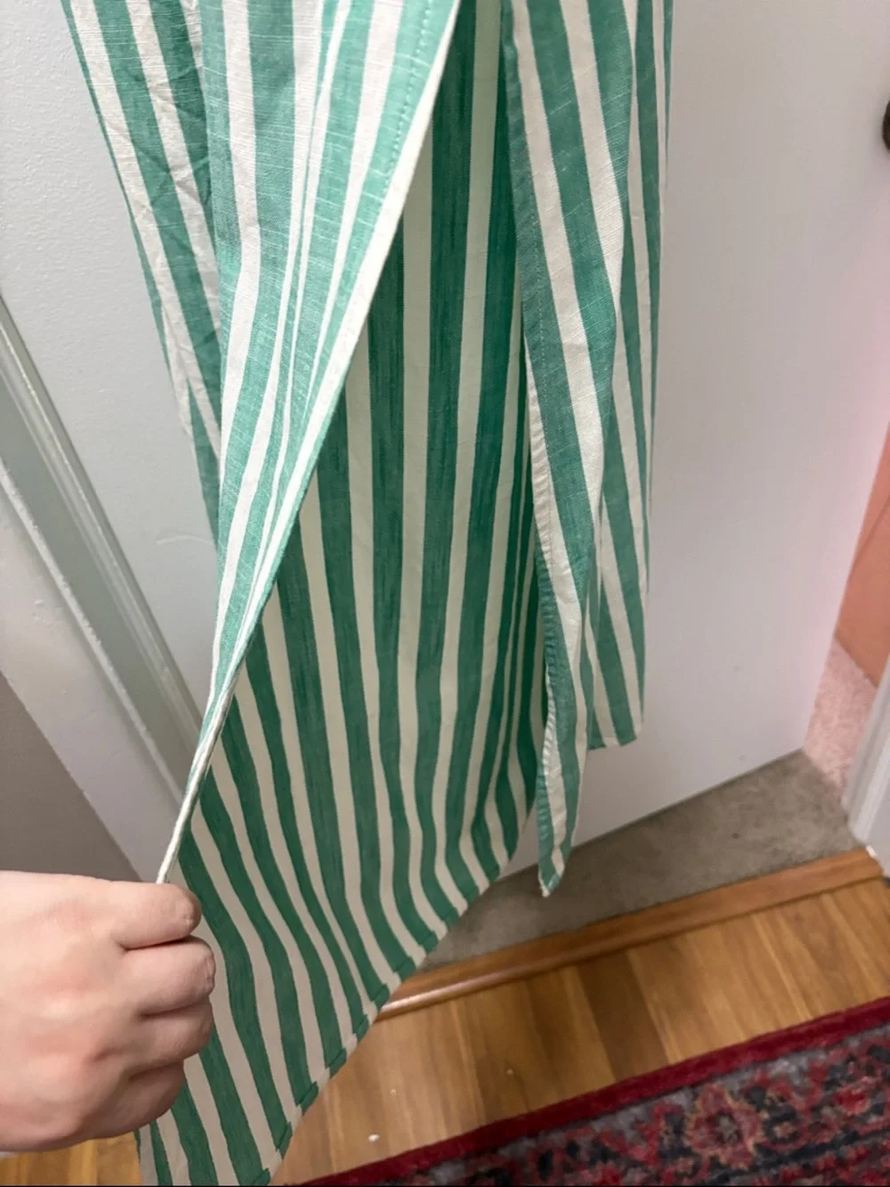 Green and White Striped Sleeveless Maxi Dress - Picture 3 of 5